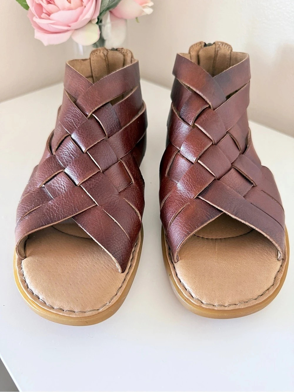 Born Iwa Woven Leather Sandal Brown